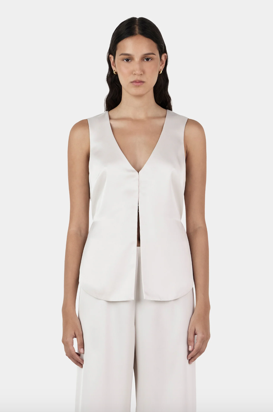 Rey Satin Vest - Ivory