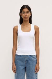 Robyn Scoop Neck Rib Tank - White