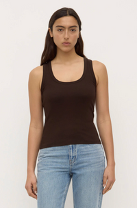 Robyn Scoop Neck Rib Tank - Ganache