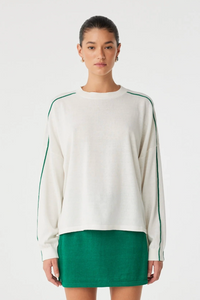 Pippa Long Sleeve - Cream & Palm Green
