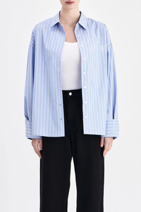 Organic Poplin Shirt - Sky Blue Stripe