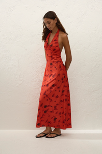 Rosa Maxi Dress - Pirazzo Floral Rosso