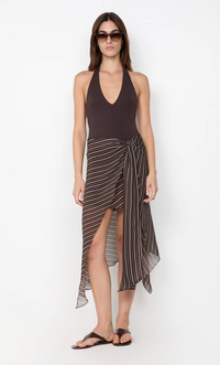 Norma Halter Dress - Choc Slice Stripe