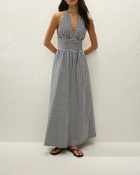 Lido Maxi Dress - Black Textured Gingham