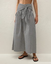 Lucia Midi Skirt - Black Textured Gingham