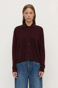 Wool Cashmere Knit Cardigan - Dark Merlot