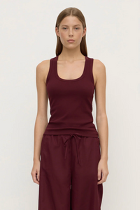 Robyn Scoop Neck Rib Tank - Merlot