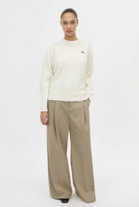 Atlas Knit Sweater w/Emb - Cream/Chocolate