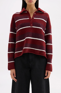 Maia Rugby Knit - Mulberry Stripe