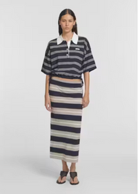 Hibiscus Polo - Navy Stripe