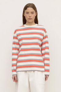 Eliana Stripe Cotton Long Sleeve Tee - Dahlia Stripe