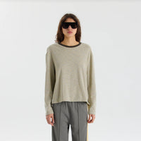 Stripe Boyfriend Htg L/S T Shirt - Yellow / Purple