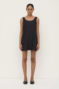 Selma Linen Mini Dress - Black