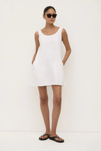 Selma Linen Mini Dress - White