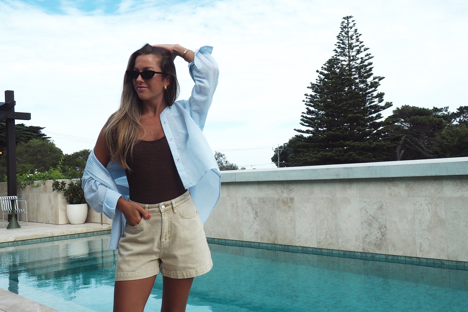Soleil Stripe Shirt - Sky Blue