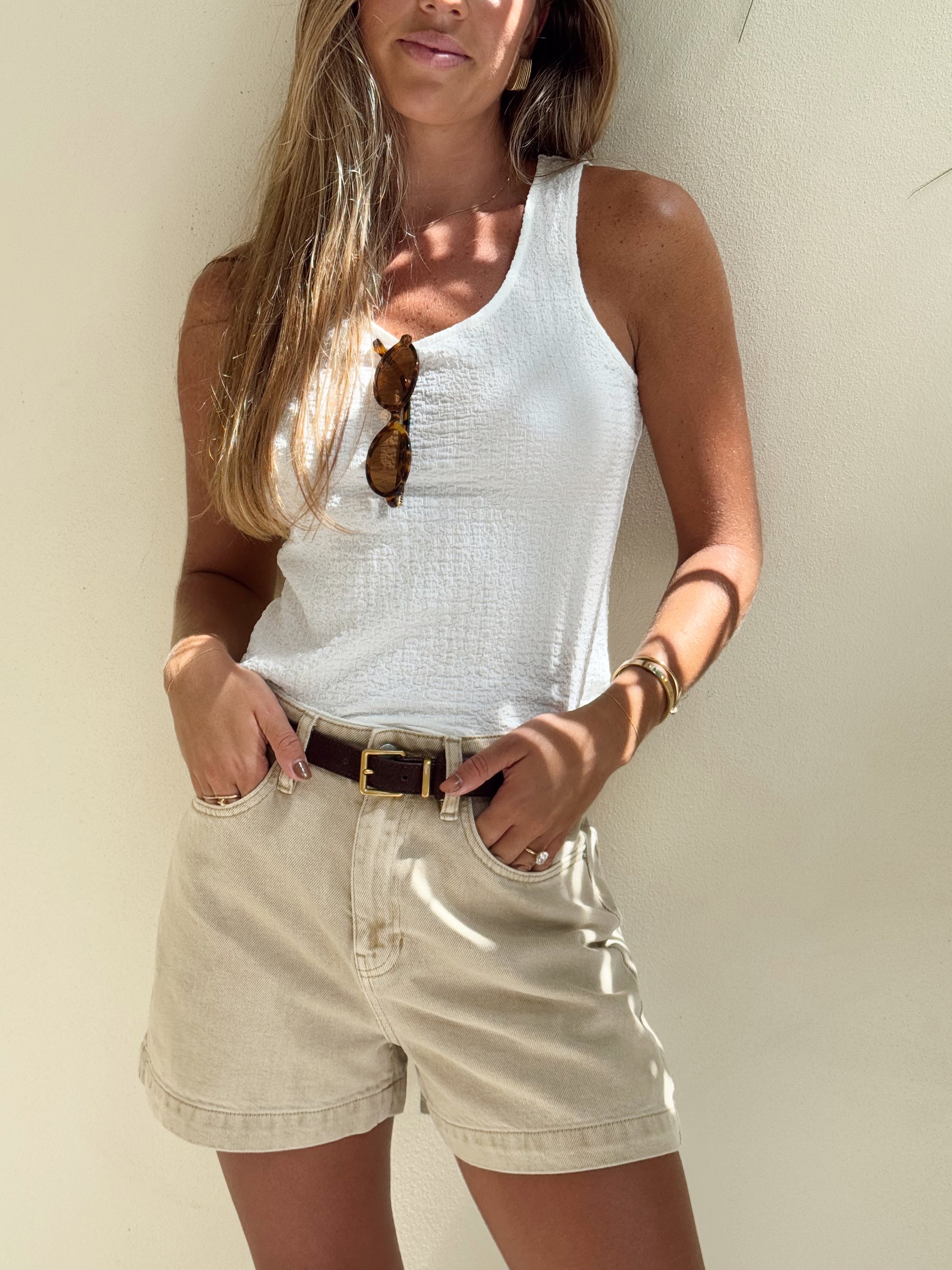 Alma Textured Tank - Ivory