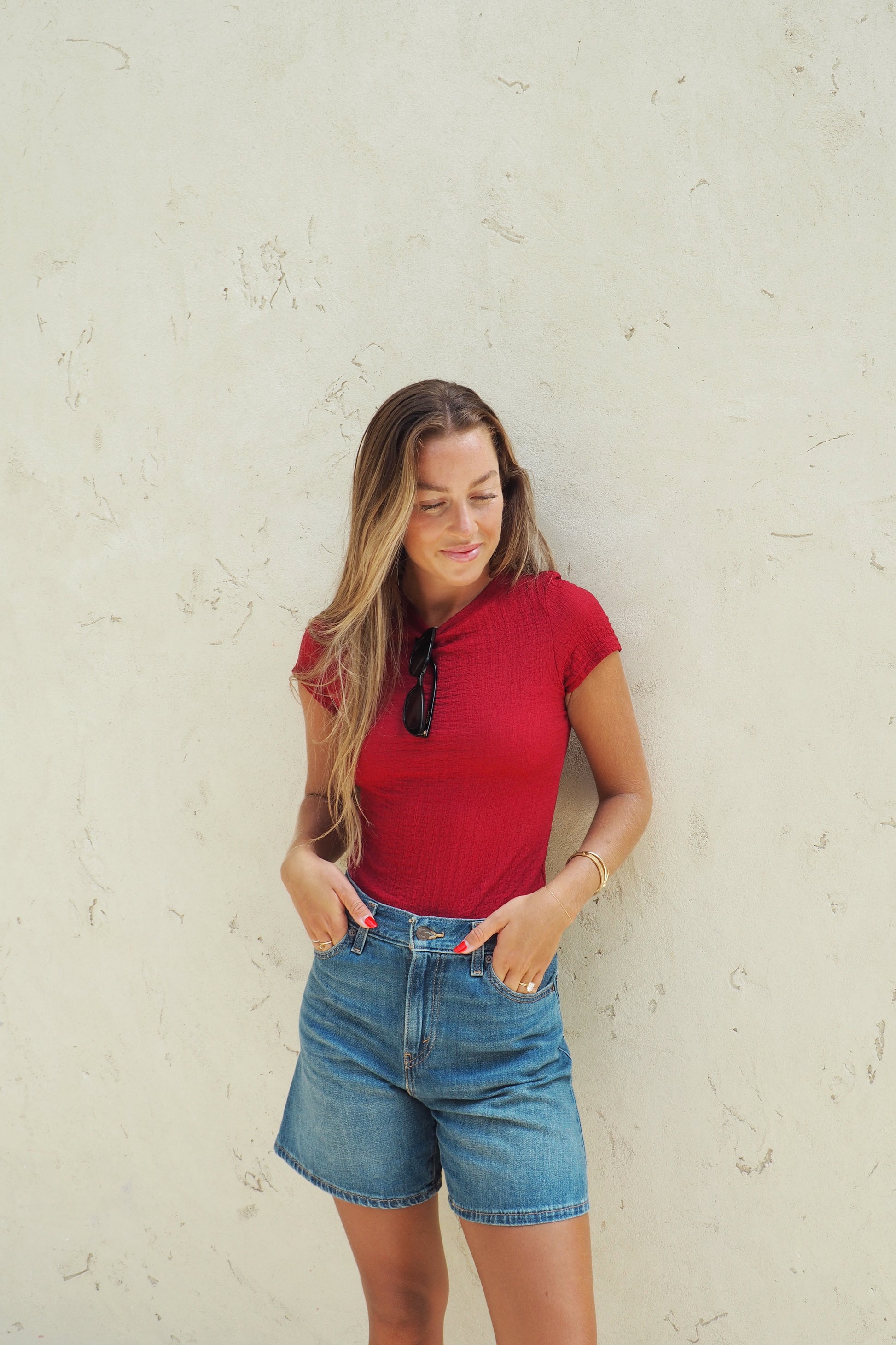 Alma Textured Baby Tee - Goji