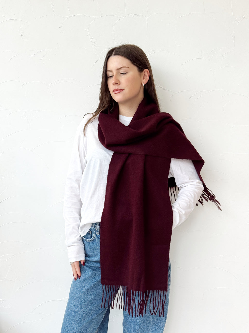 100% Wool Scarf - Plum
