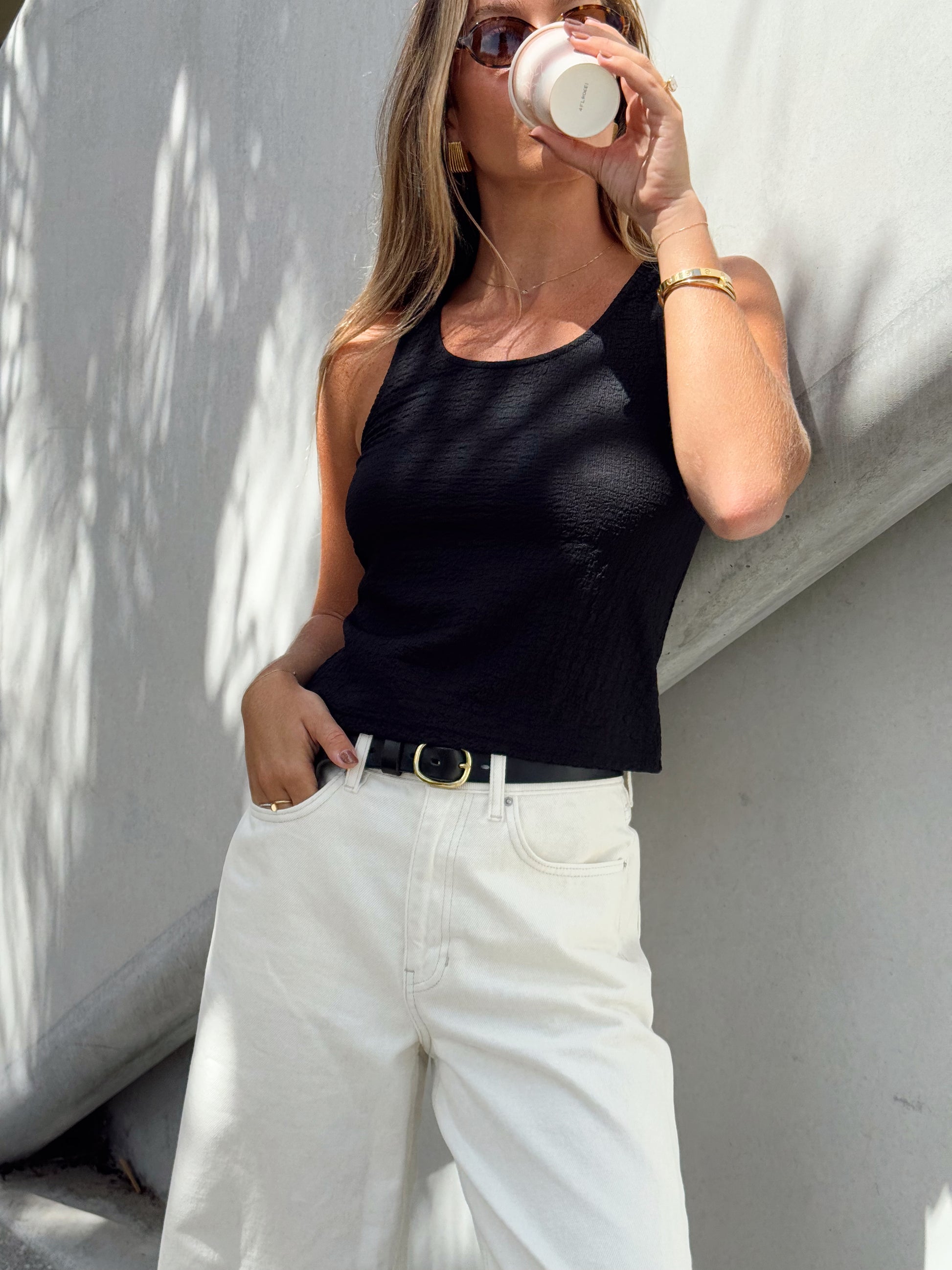 Alma Textured Tank - Black