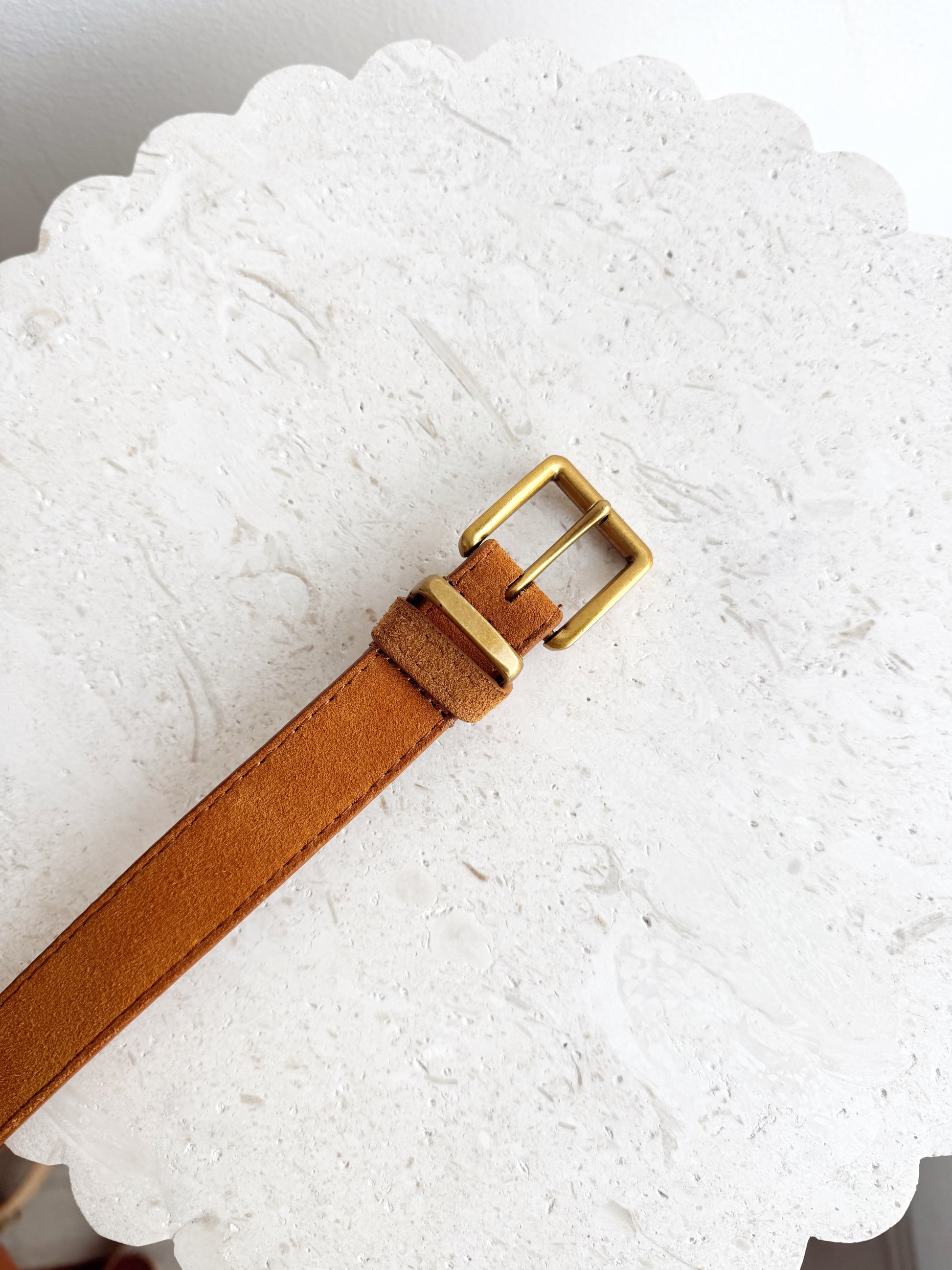 Slim Suede Belt - Light Tan