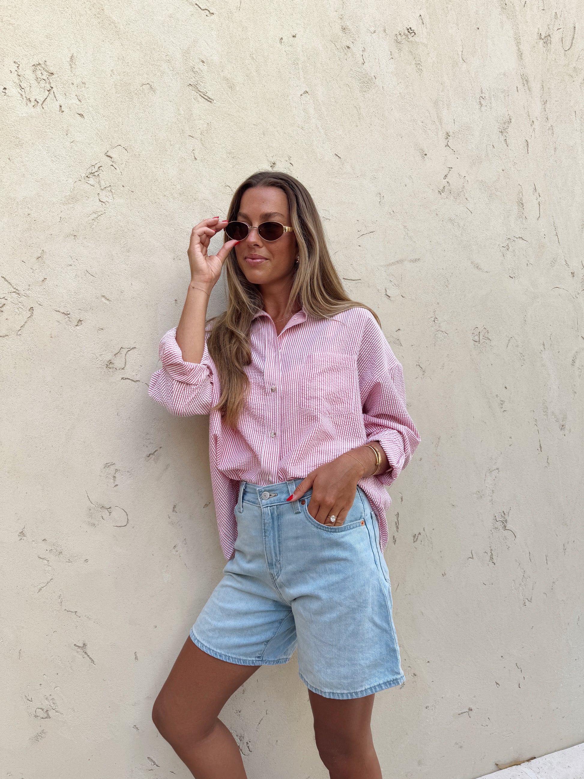 Soleil Stripe Shirt - Goji