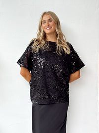 Oversized Sequin Top - Black