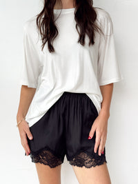 Cupro Lace Shorts - Black