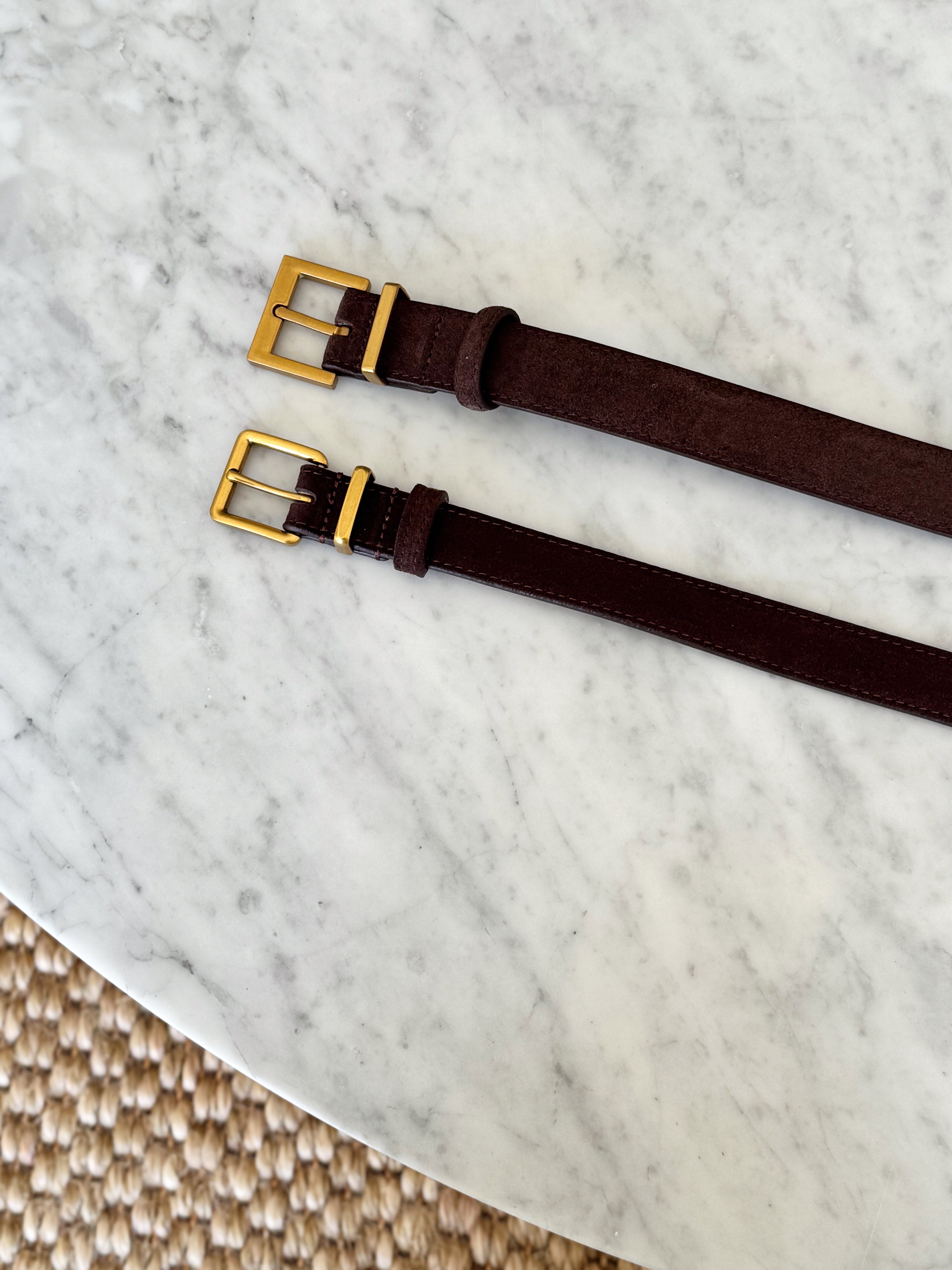 Slim Suede Belt - Chocolate