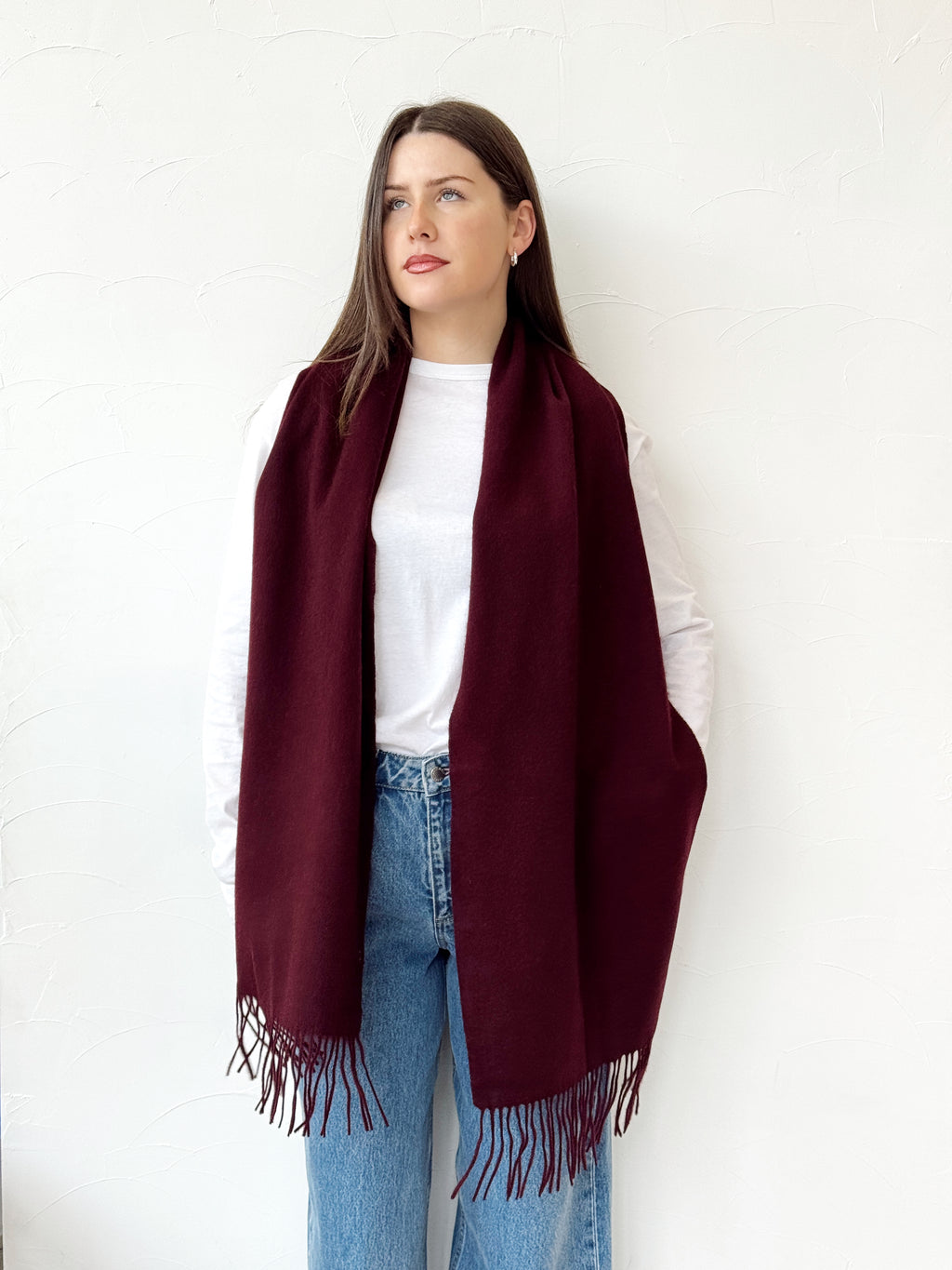 100% Wool Scarf - Plum