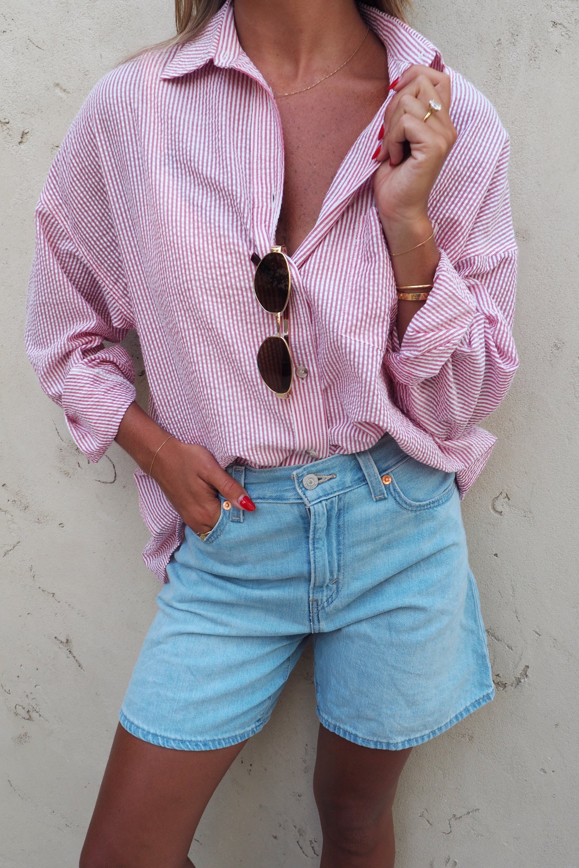 Soleil Stripe Shirt - Goji