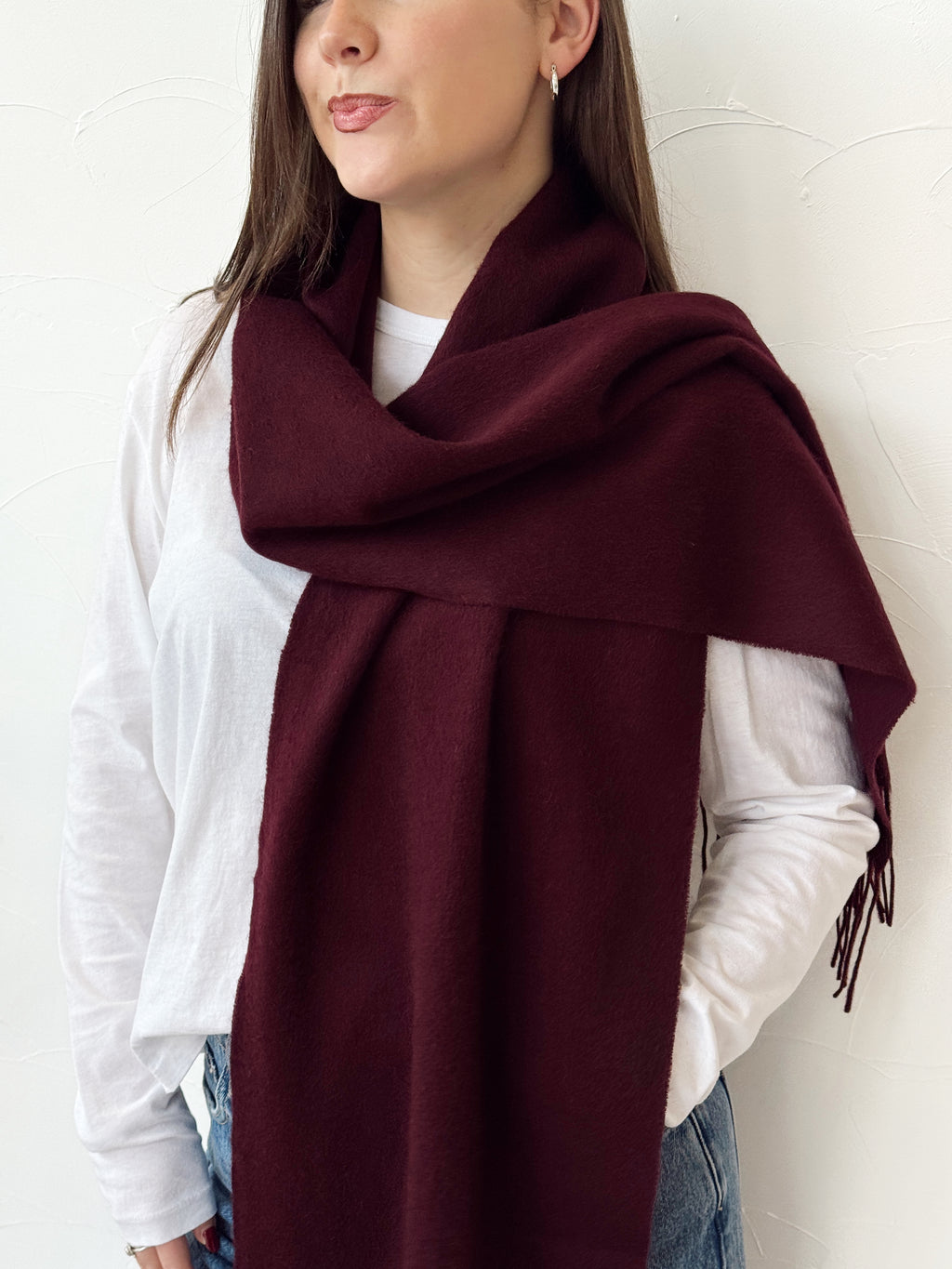 100% Wool Scarf - Plum