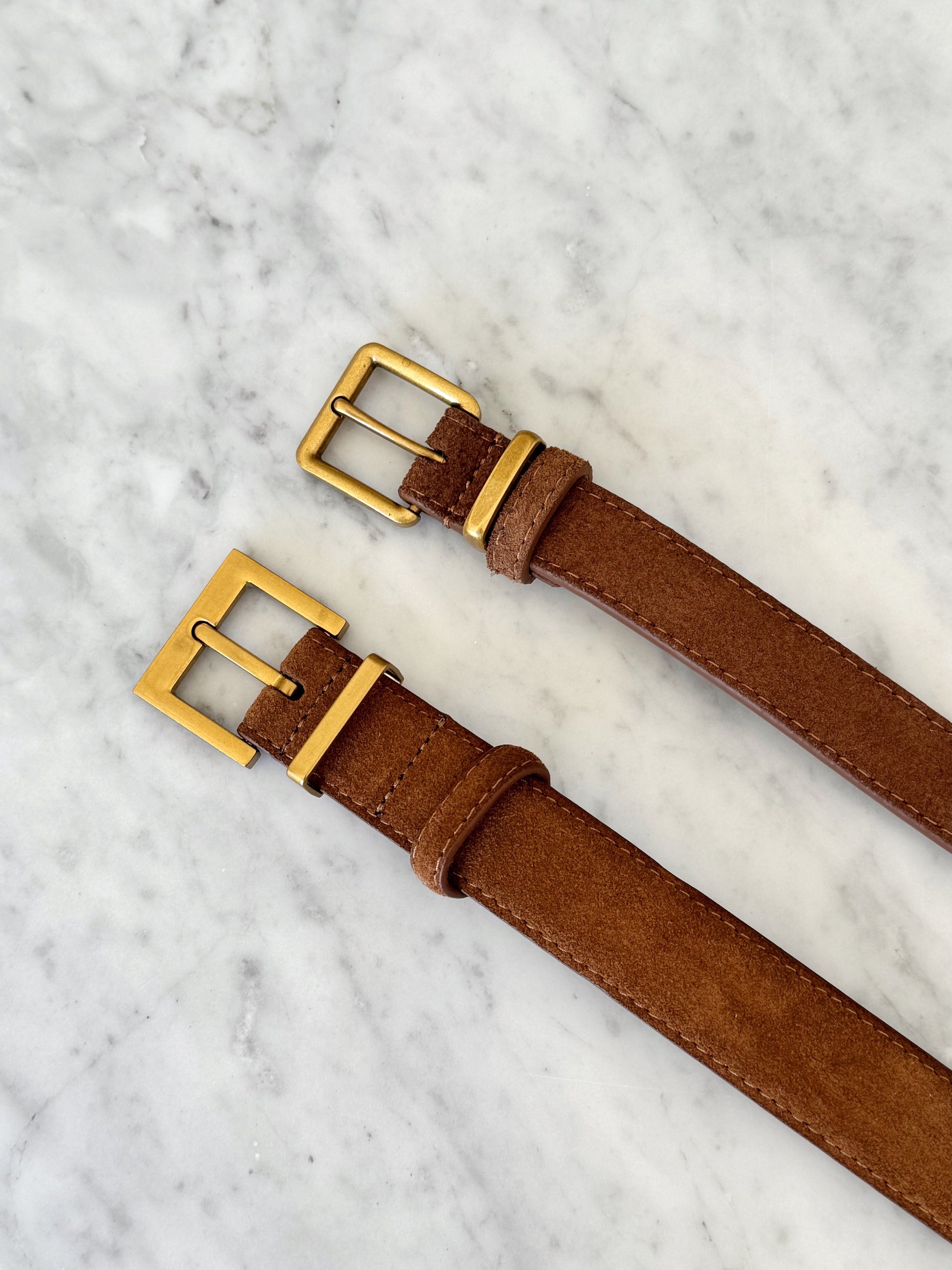Slim Suede Belt - Camel