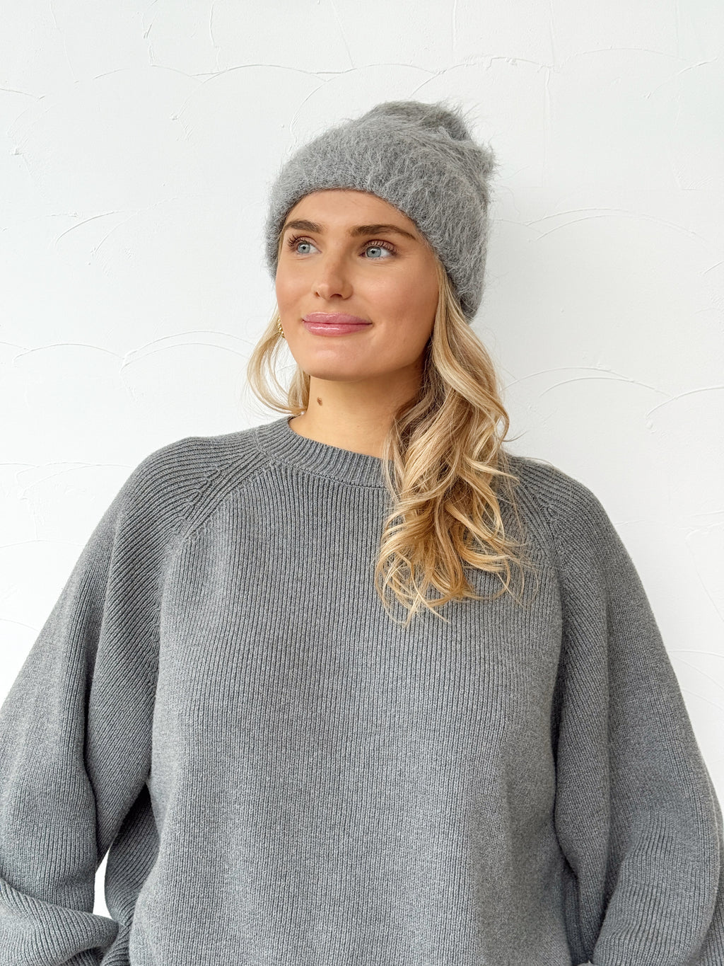 Mohair Beanie - Grey