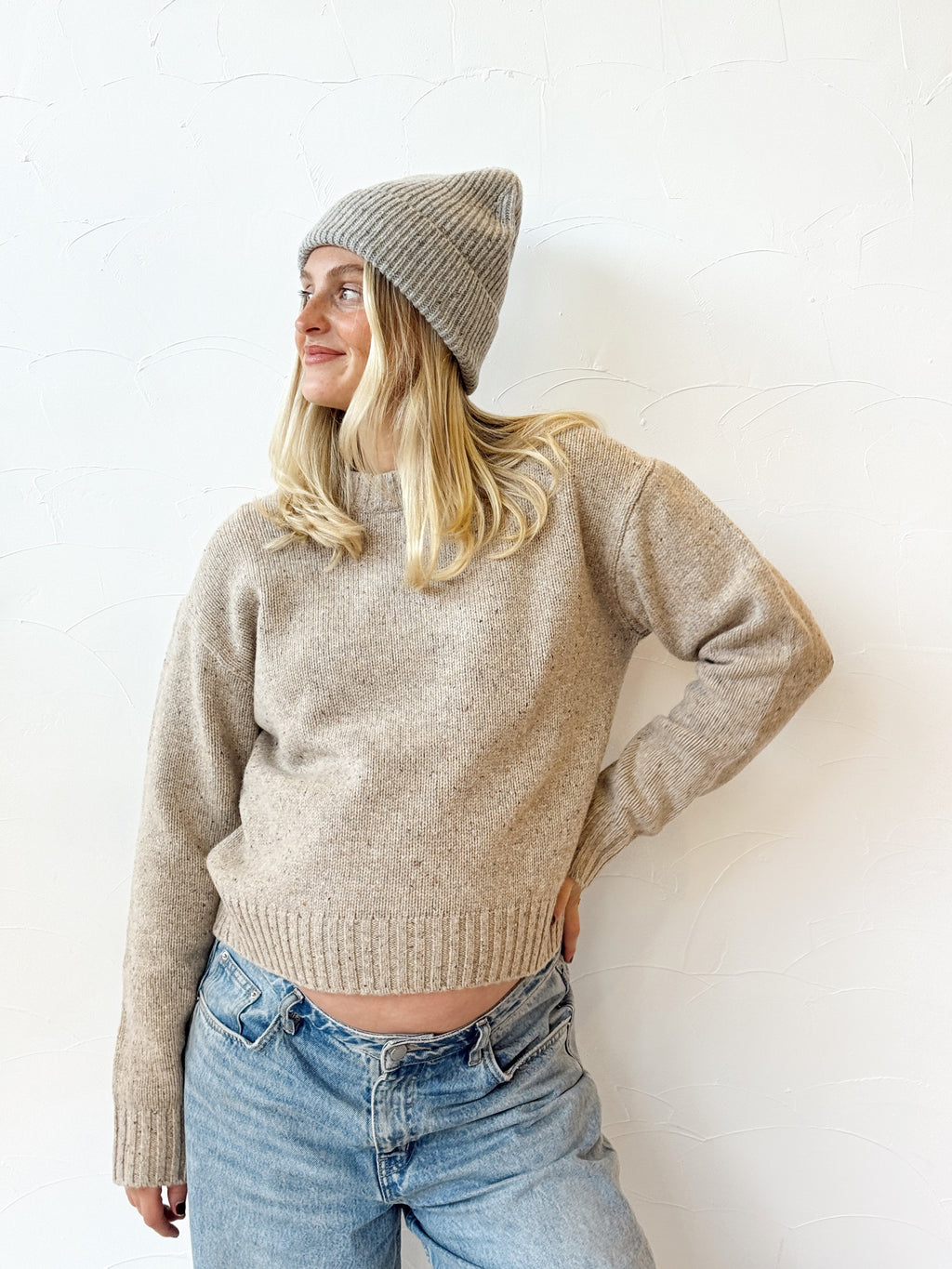 Merino Wool Beanie - Grey Marle