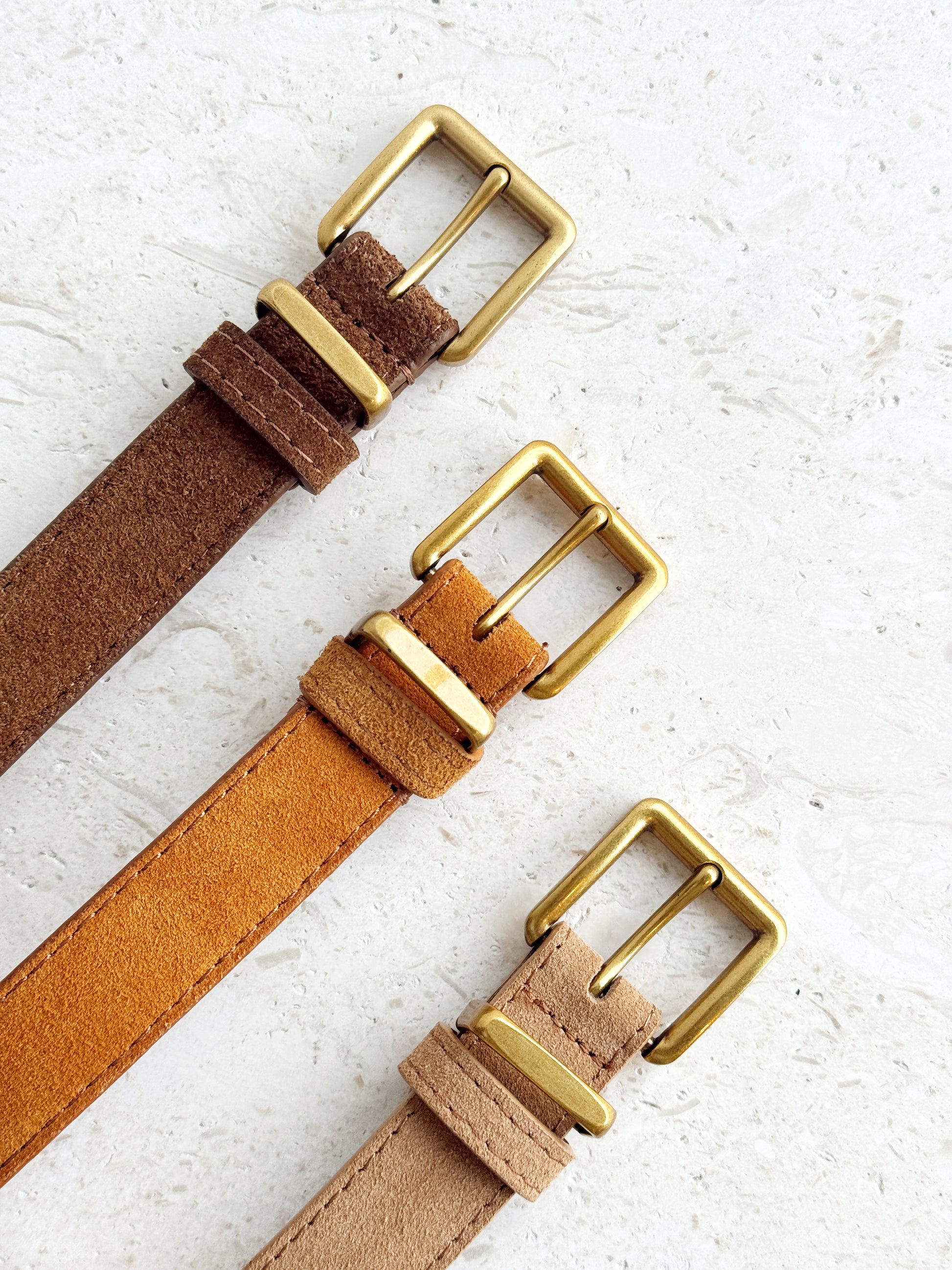 Slim Suede Belt - Light Tan