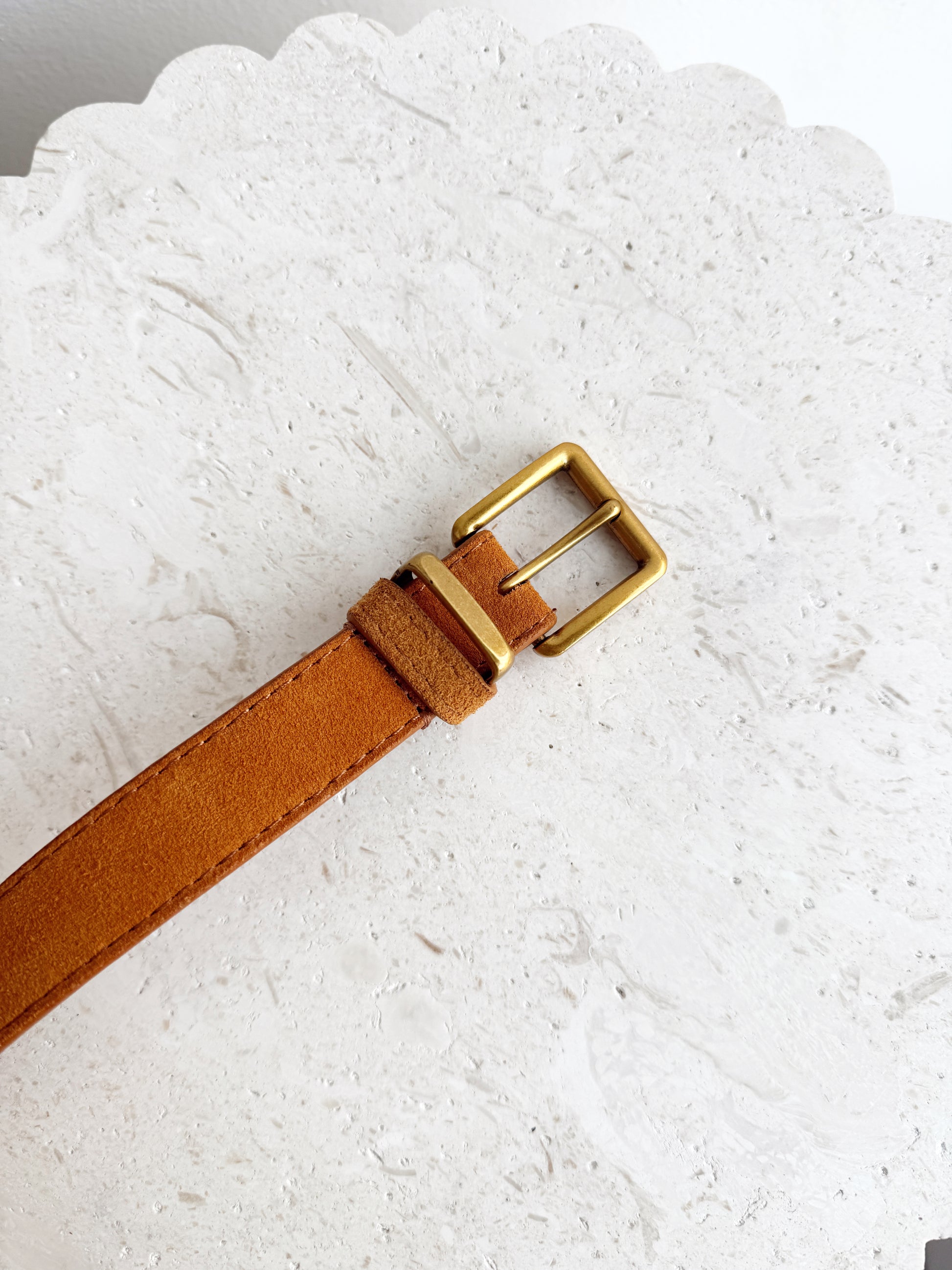 Slim Suede Belt - Light Tan