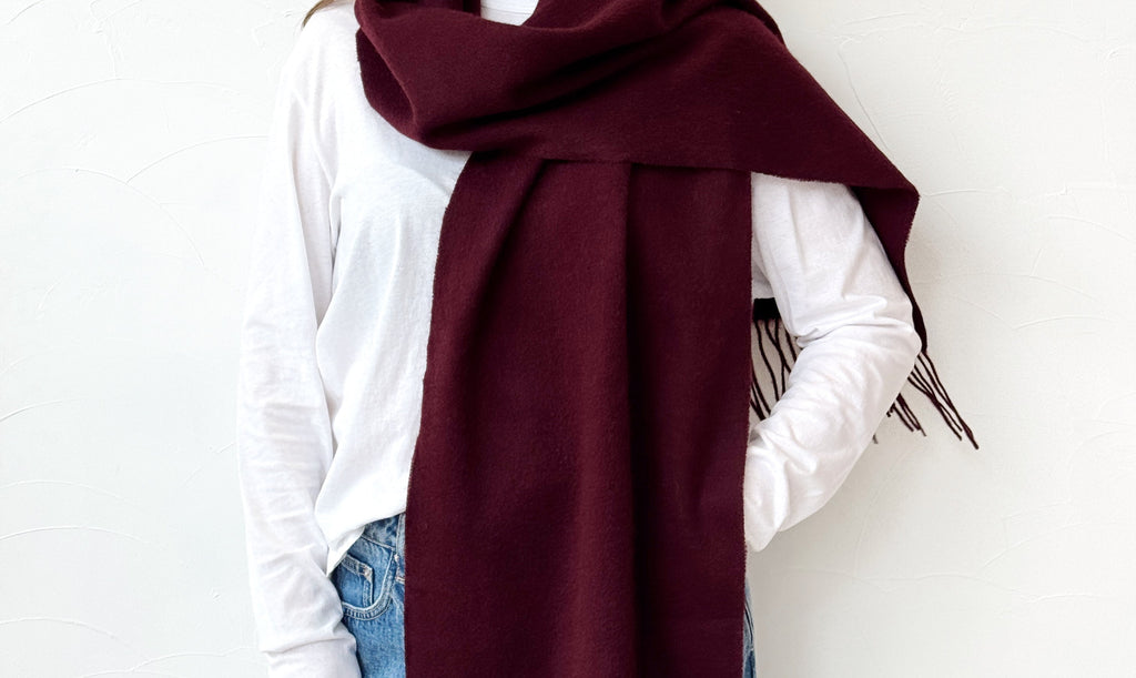 100% Wool Scarf - Plum