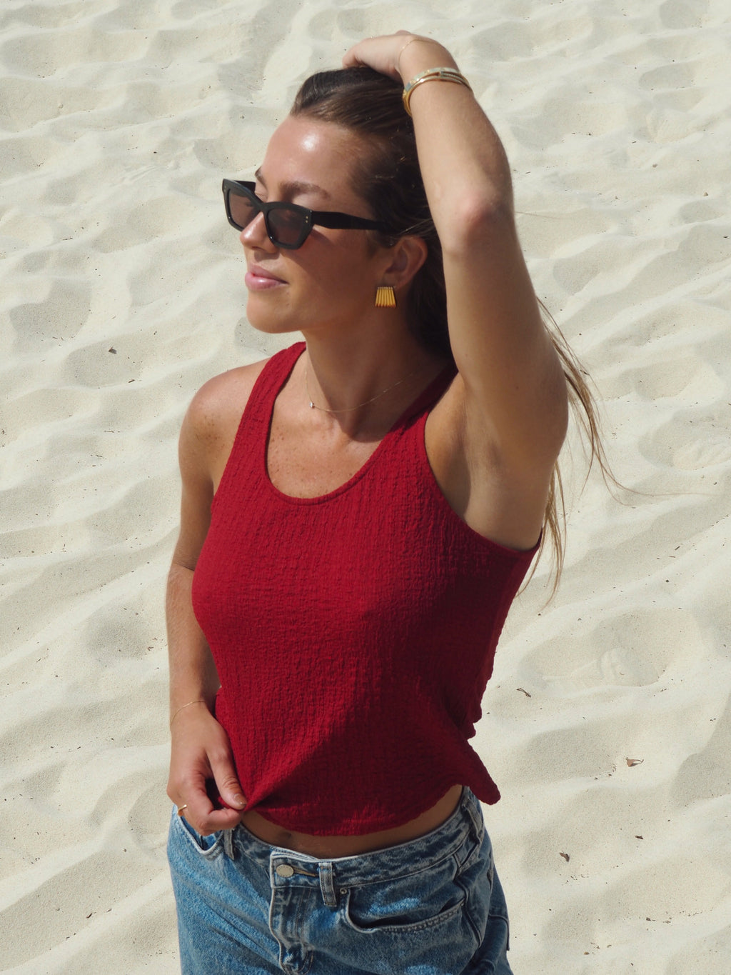 Alma Textured Tank - Goji
