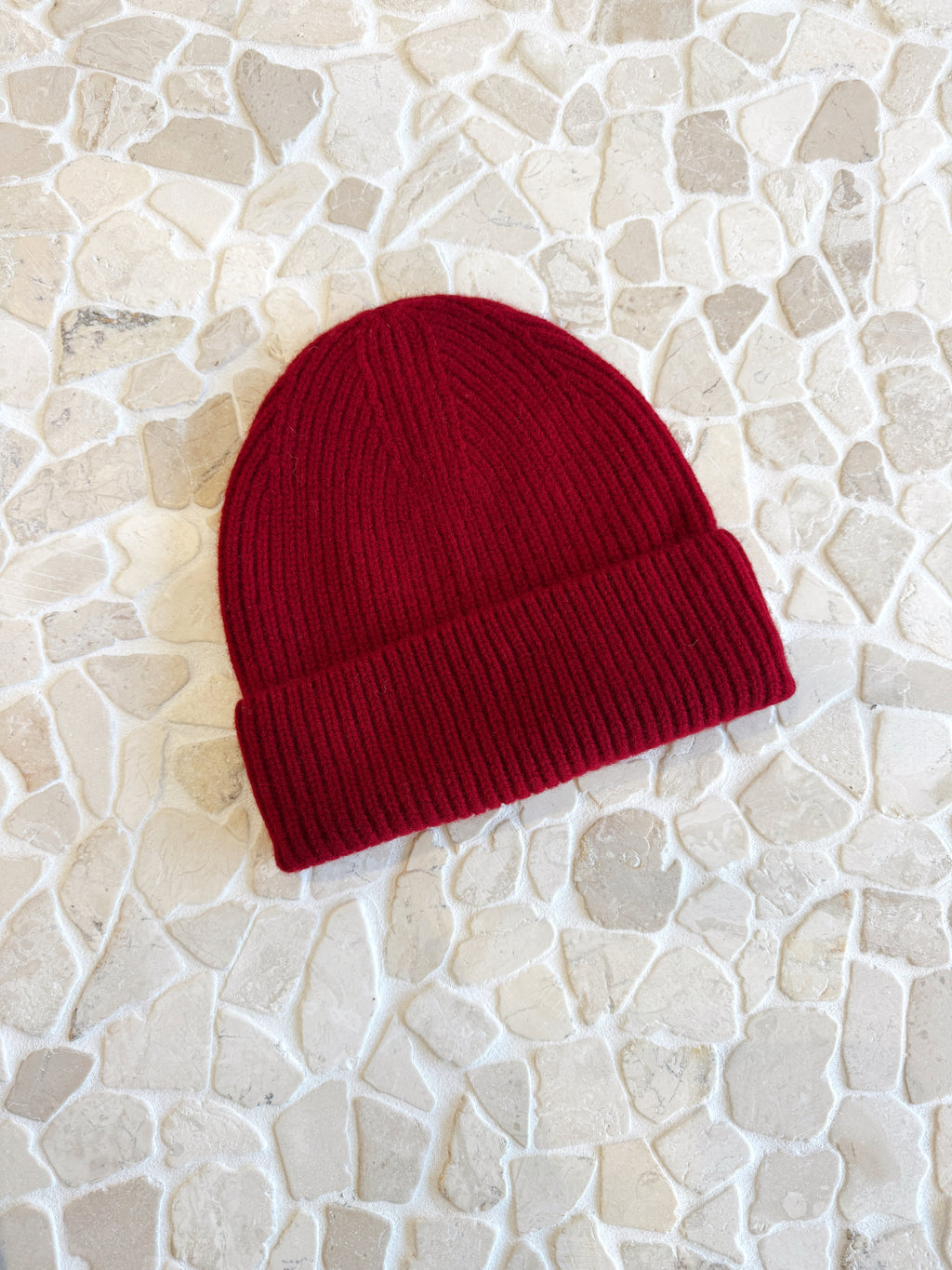 Merino Wool Beanie - Cherry