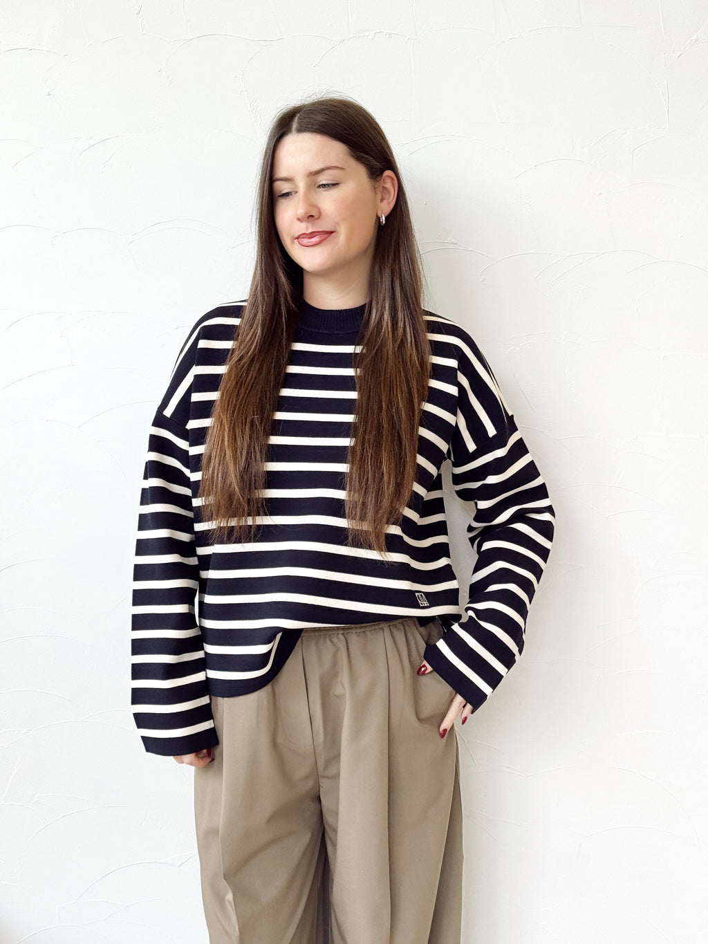 Oscar Knit Sweater - Navy Stripe