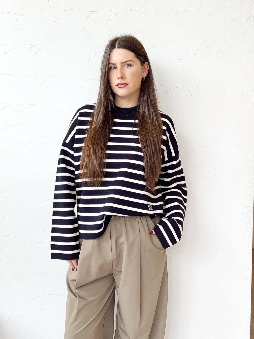 Oscar Knit Sweater - Navy Stripe