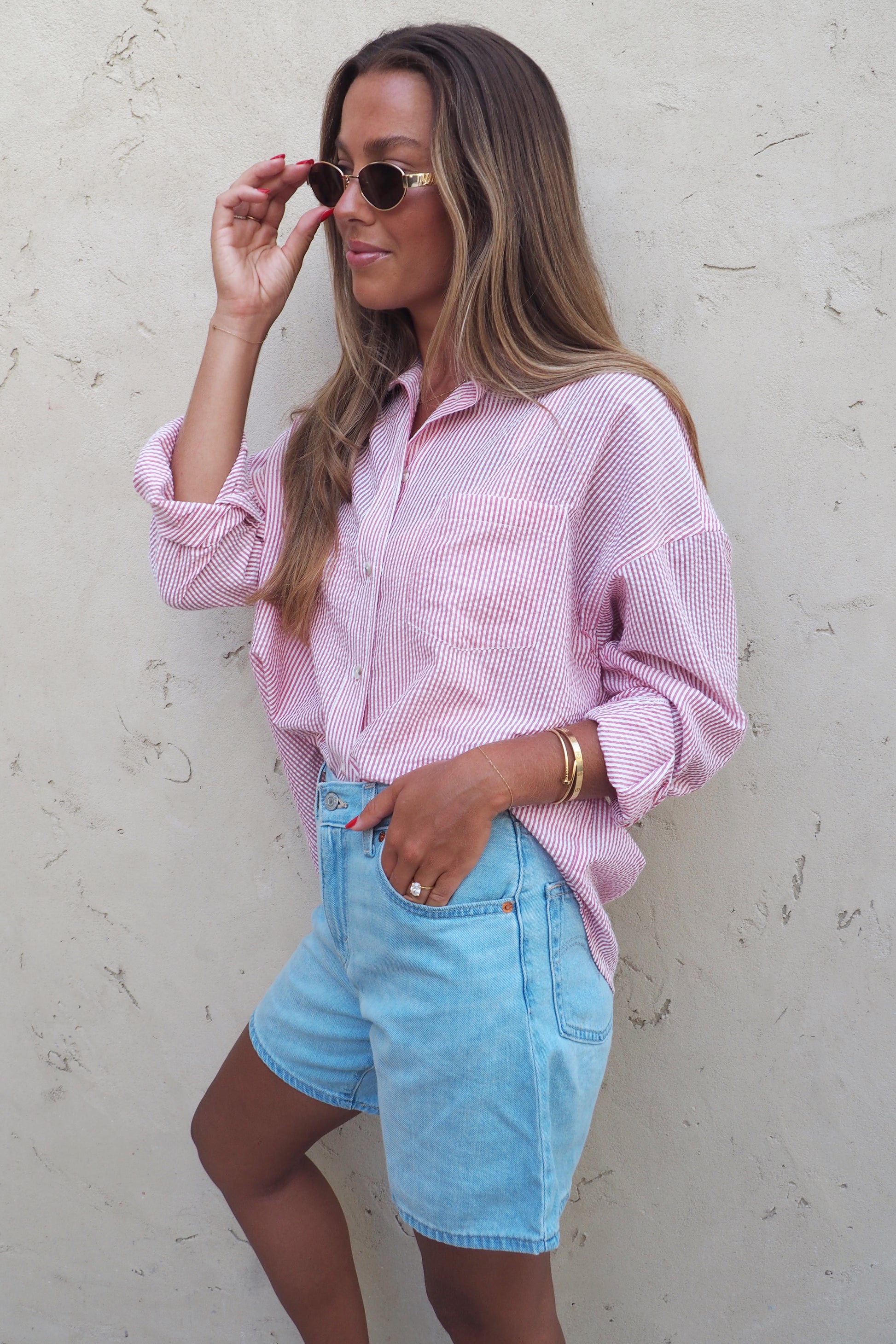 Soleil Stripe Shirt - Goji