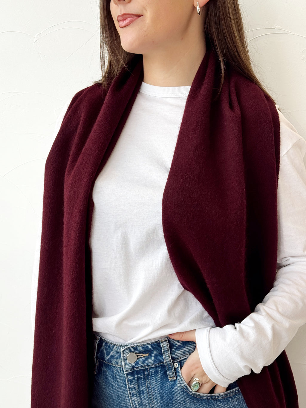 100% Wool Scarf - Plum