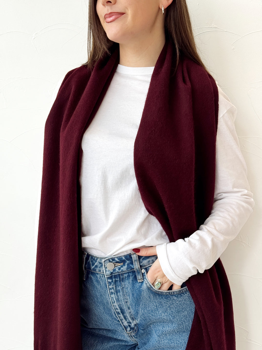 100% Wool Scarf - Plum