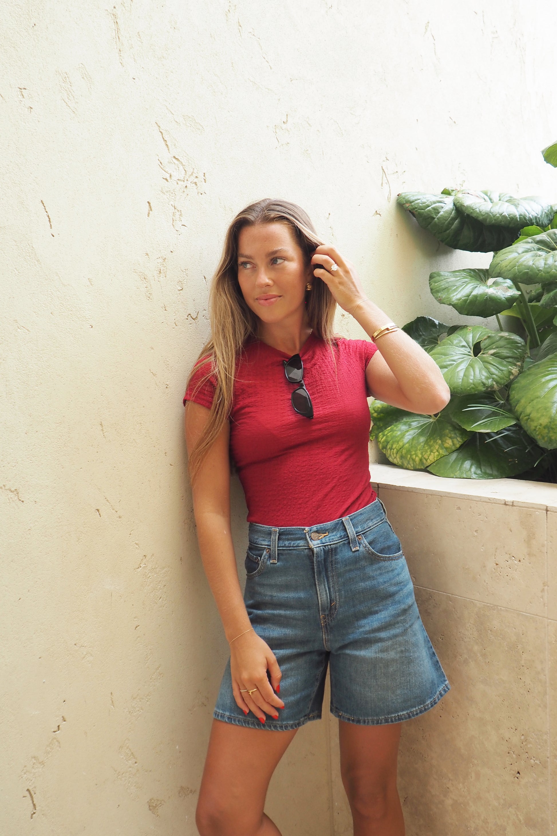 Alma Textured Baby Tee - Goji