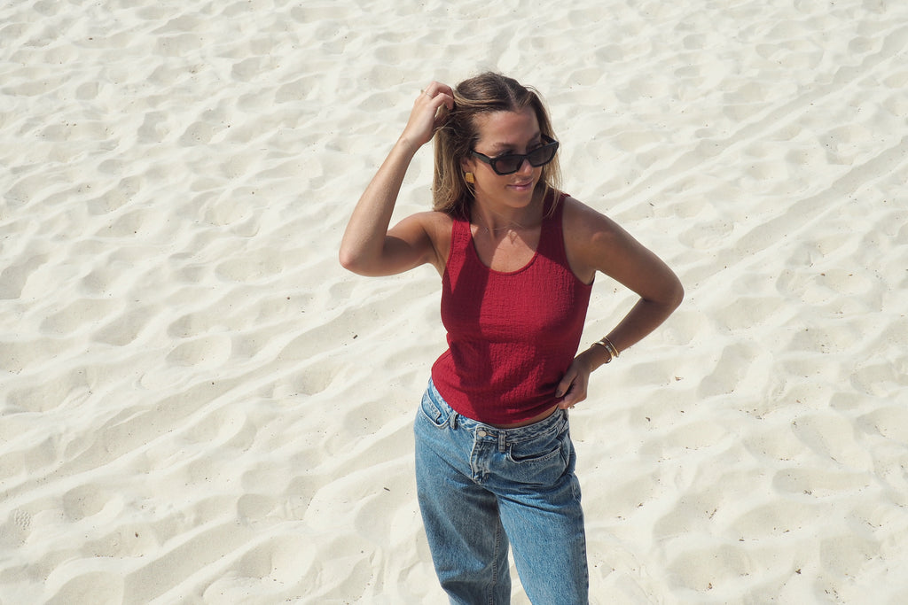 Alma Textured Tank - Goji