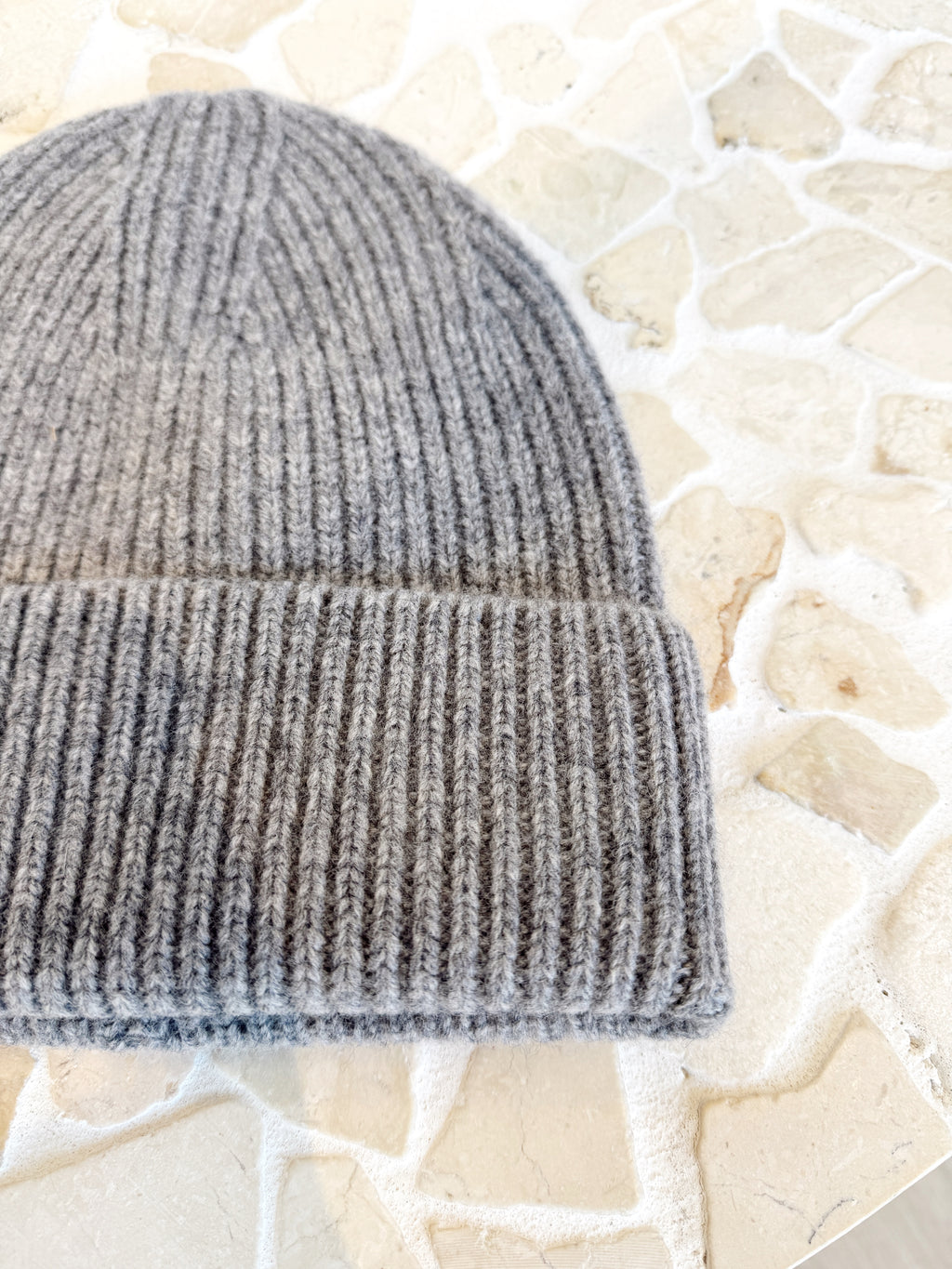 Merino Wool Beanie - Grey Marle