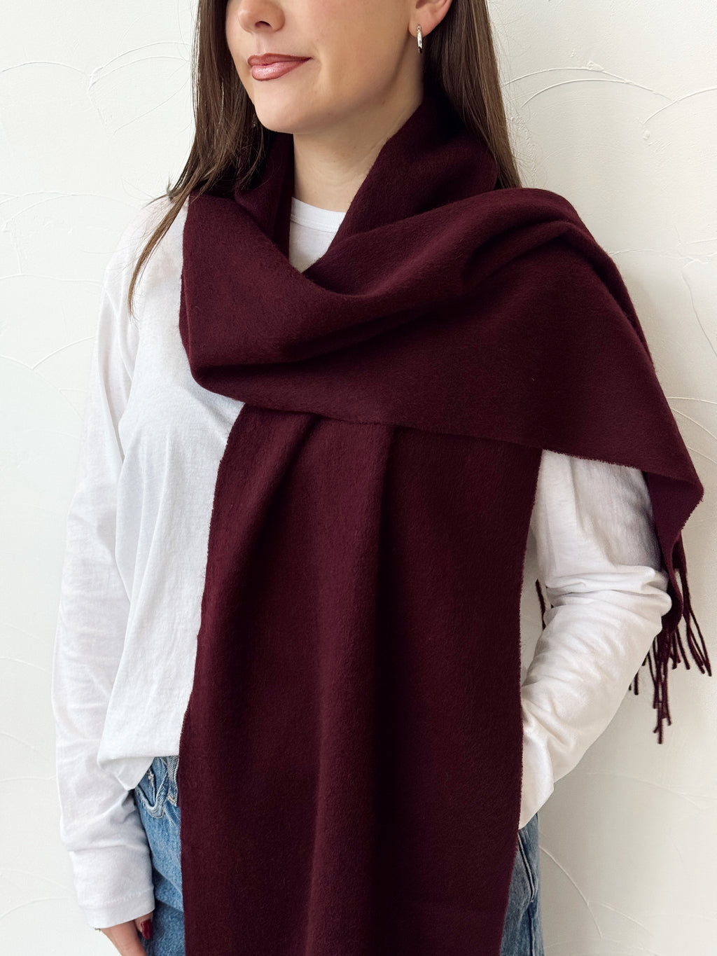 100% Wool Scarf - Plum