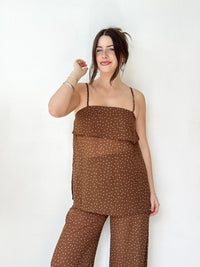 Paloma Semi Sheer Set - Chocolate Polka