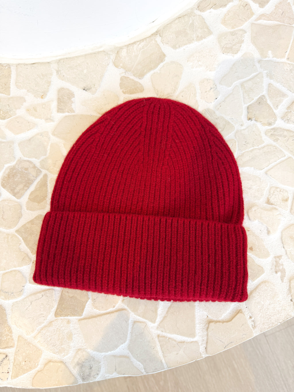 Merino Wool Beanie - Cherry